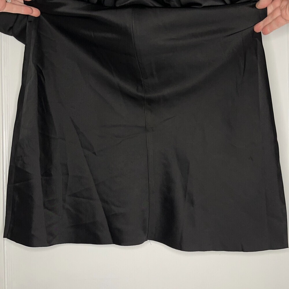 Jagger & Stone The Liv Mini Dress Womens 8 Black Satin Balloon Long Sleeve NWT - Picture 12 of 16